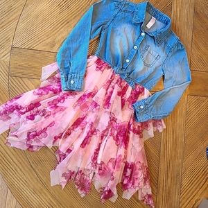 Girls Justice denim floral dress size 7
